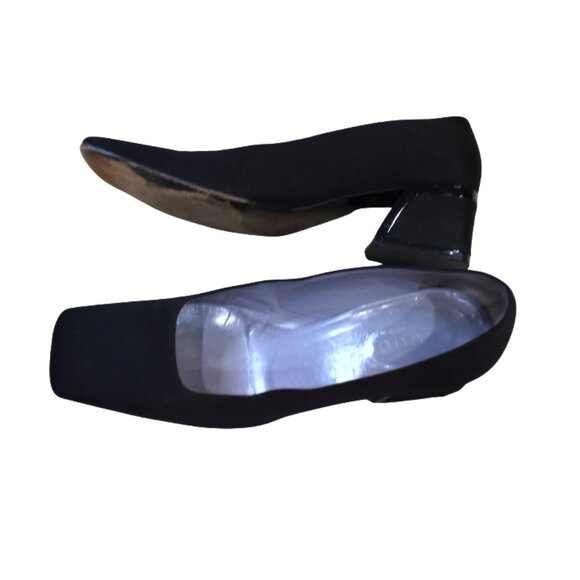Vintage Gucci Square Toe Block Heel Shoes Size 8.5 Black Slip-On Designer - Picture 1 of 15